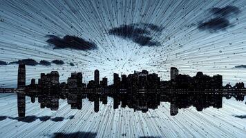 data information nätverk ansluter stad byggnader teknologi video
