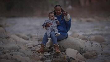 Mother Holding Young Baby Child Boy Outside Enjoying Family Life video