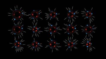 circulaire patroon met rood en blauw dots Aan zwart achtergrond video