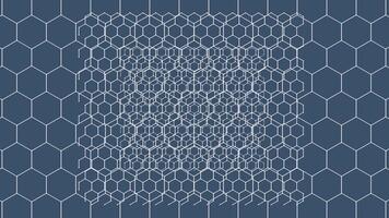 Azure background with a mesh of white hexagons in a symmetrical pattern video
