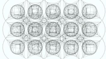 Symmetric grid of circles and squares in a line art drawing on white background video