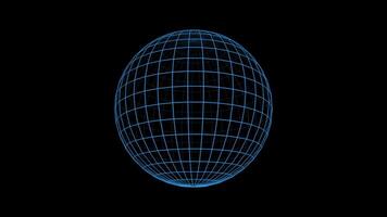 Create a wireframe 3D globe animation on a black background for a modern digital tech concept video