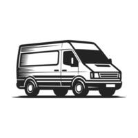 Black and white linear . Silhouette small truck. Isolated object on a white background vector