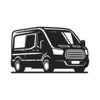 Modern van blueprint - side view. Cargo minibus. simple flat graphic illustration vector
