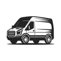 Van . Black contour silhouette. Van Editable strokes vector