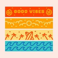 bueno vibraciones en el playa ilustración para Hora de verano t camisa diseño y pegatina tema vector