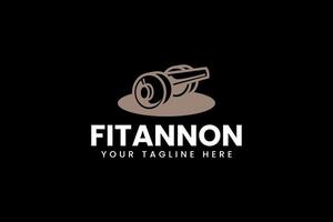 cannon with barbell and dumbbell logo design for gym fitness training sport club vector