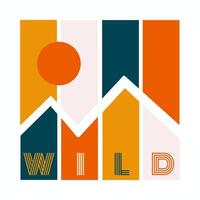 Nature wild in four part design for t shirt, sticker, background and other vector