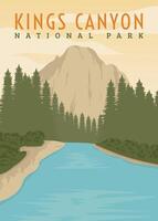 kings canyon poster vintage illustration design. national park in california, america vintage poster design. vector