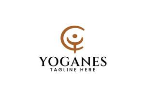 letra y y C con yoga y personas logo diseño para yoga sano deporte vector