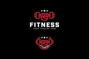 fish hand with barbell logo design for gym fitness training sport club vector