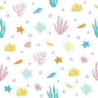 Seamless pattern with corals, seaweed or algae vector