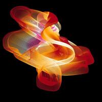 neon abstract wave shape in red and yellow colors vector