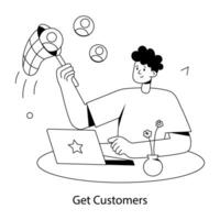 Trendy Get Customers vector