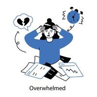 Trendy Overwhelmed Concepts vector