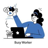 Trendy Busy Worker vector