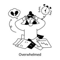 Trendy Overwhelmed Concepts vector