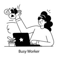 Trendy Busy Worker vector