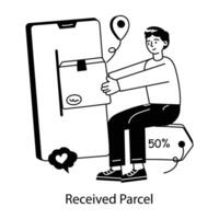 Trendy Received Parcel vector