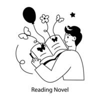 Trendy Reading Novel vector