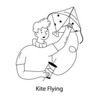 Trendy Kite Flying vector