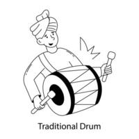 Trendy Traditional Drum vector