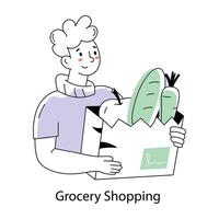 Trendy Grocery Shopping vector