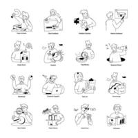 Set of Project Handling Doodle Mini Illustrations vector