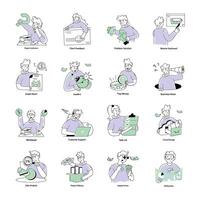 Set of Project Handling Doodle Mini Illustrations vector