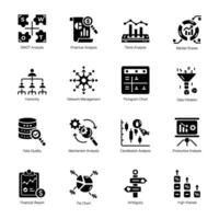 Handy Pack of Data Analytics Solid Icons vector