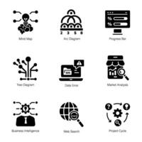 Set of Data Management Solid Icons vector