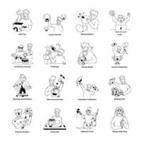 Collection of Party and Festivals Doodle Mini Illustrations vector