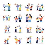 Set of People with Banners Flat Illustrations vector