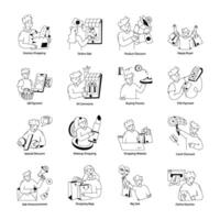 Handy Pack of 16 Ecommerce Doodle Mini Illustrations vector