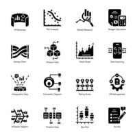 Bundle of Data Statistics Solid Icons vector