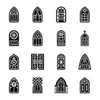 Set of Stained Windows Glyph Icons vector