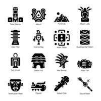 Trendy Collection of Aztec History Solid Icons vector