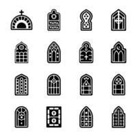 Collection of Stained Glass Glyph Icons vector