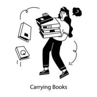 Trendy Carrying Books vector