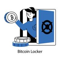 Trendy Bitcoin Locker vector