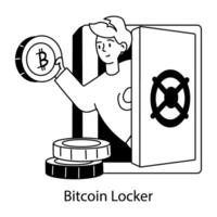 Trendy Bitcoin Locker vector