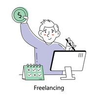 Trendy Freelancing Concepts vector