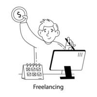 Trendy Freelancing Concepts vector