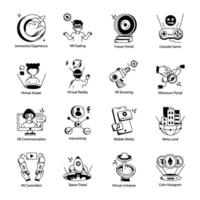 Latest Collection of Metaverse Technology Hand Drawn Icons vector