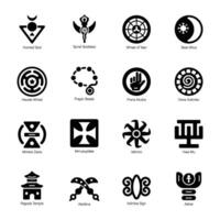 paquete de espiritual adinkra símbolos sólido íconos vector