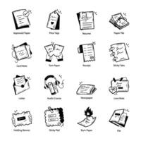 Modern Bundle of Sticky Notes Scribbles Doodle Icons vector