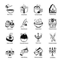 Latest Pack of Diwali Event Doodle Icons vector