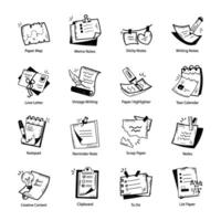 Handy Collection of Papers Doodle Icons vector