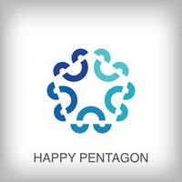 Happy pentagon cycle logo. Creative blue tone graphics. Element and associated community. vector