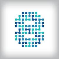 zey0068bartNetworking connection number 8 logo. Creative communication blue tone graphics. Media, digital and technology company. vector